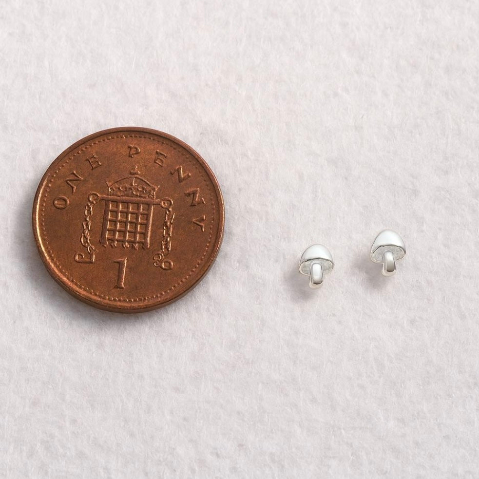 Sterling Silver Tiny Mushroom Stud Earrings: Dainty Woodland Design