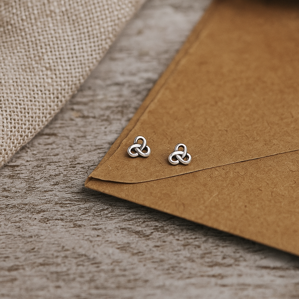 Tiny Sterling Silver Celtic Knot Stud Earrings: Minimalist 925 Silver