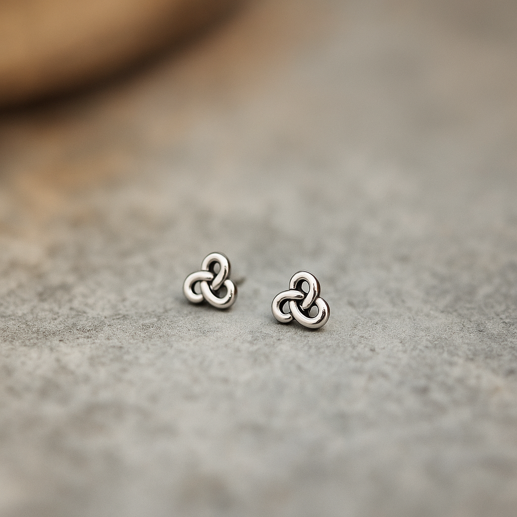 Tiny Sterling Silver Celtic Knot Stud Earrings: Minimalist 925 Silver