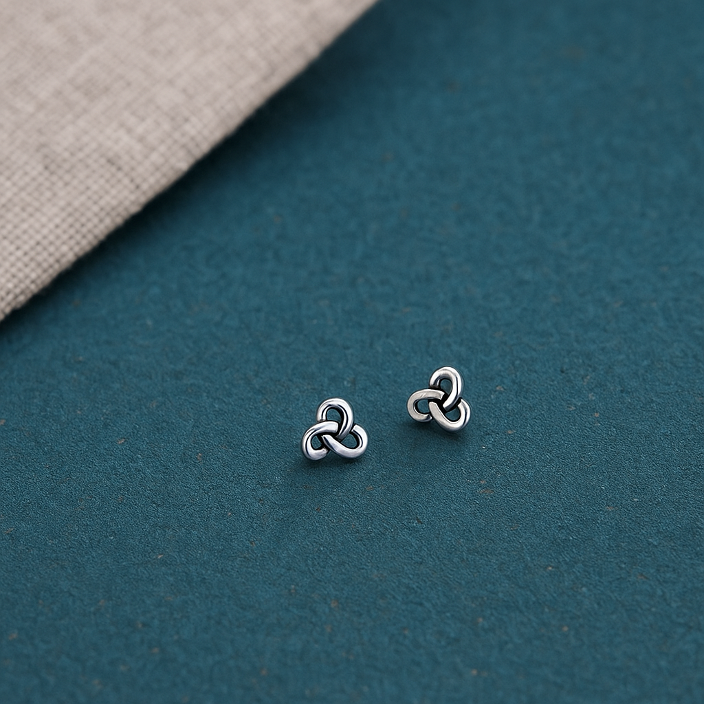 Tiny Sterling Silver Celtic Knot Stud Earrings: Minimalist 925 Silver
