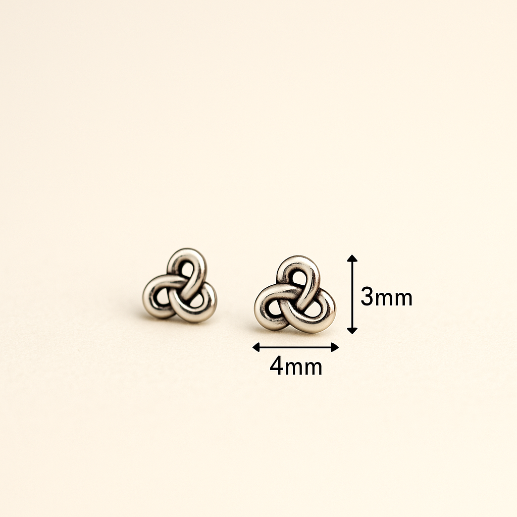 Tiny Sterling Silver Celtic Knot Stud Earrings: Minimalist 925 Silver
