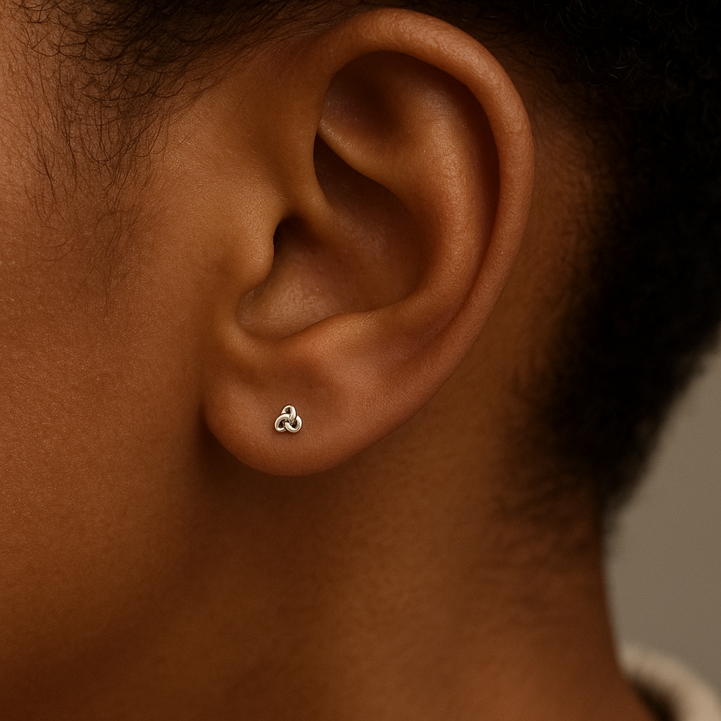 Tiny Sterling Silver Celtic Knot Stud Earrings: Minimalist 925 Silver