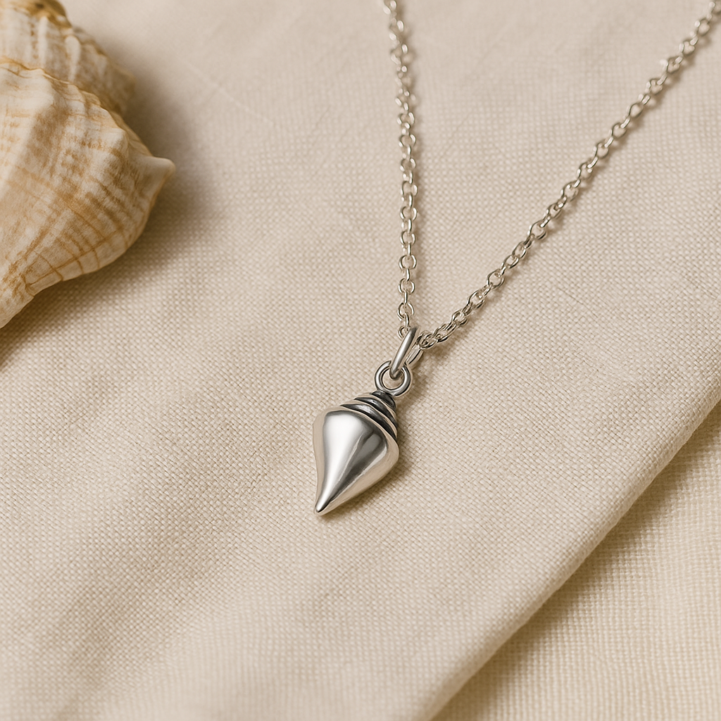 Sterling Silver Conch Shell Pendant Necklace : Ocean Inspired Jewellery