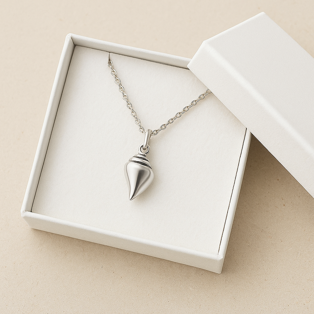Sterling Silver Conch Shell Pendant Necklace : Ocean Inspired Jewellery