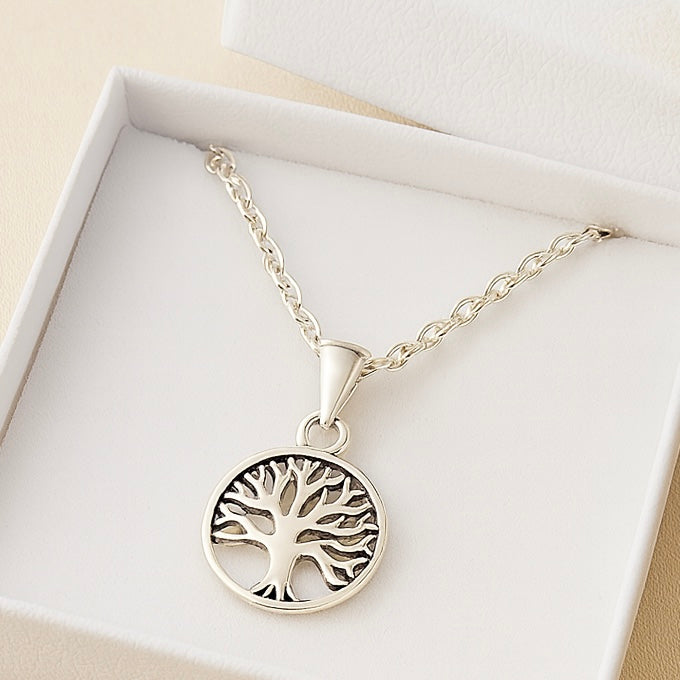 Sterling Silver Tree of Life Necklace: Family Tree Pendant