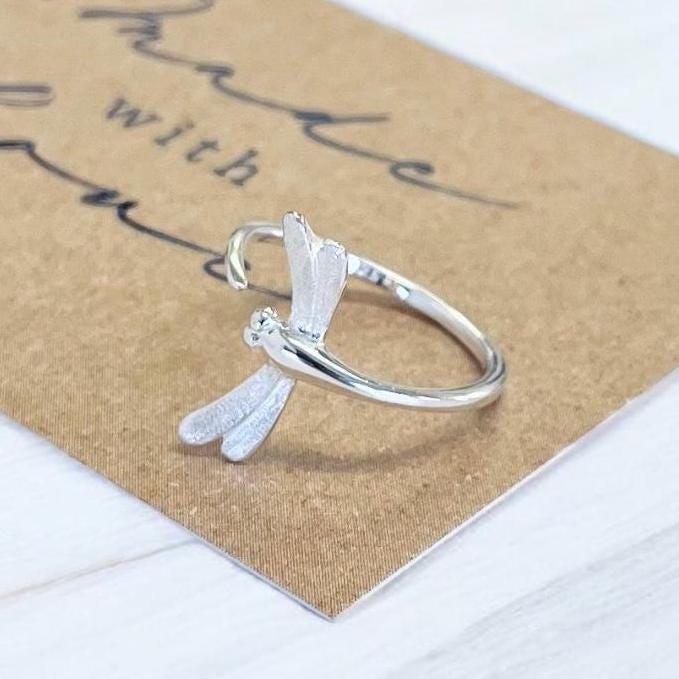 Adjustable Sterling Silver Dragonfly Ring: Nature-Inspired Jewellery
