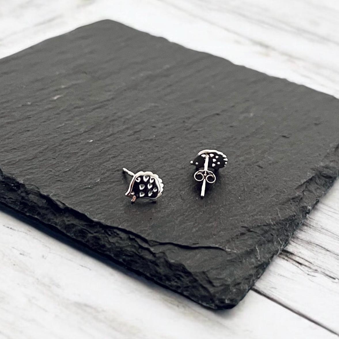 Sterling Silver Hedgehog Stud Earrings: Woodland Animal Jewellery