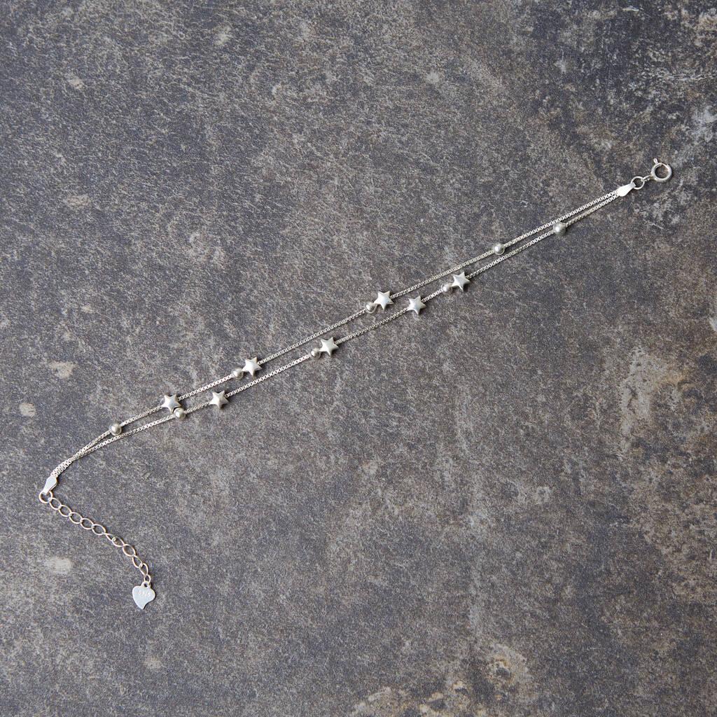 Sterling Silver Layered Star Bracelet: Celestial Charm Jewellery