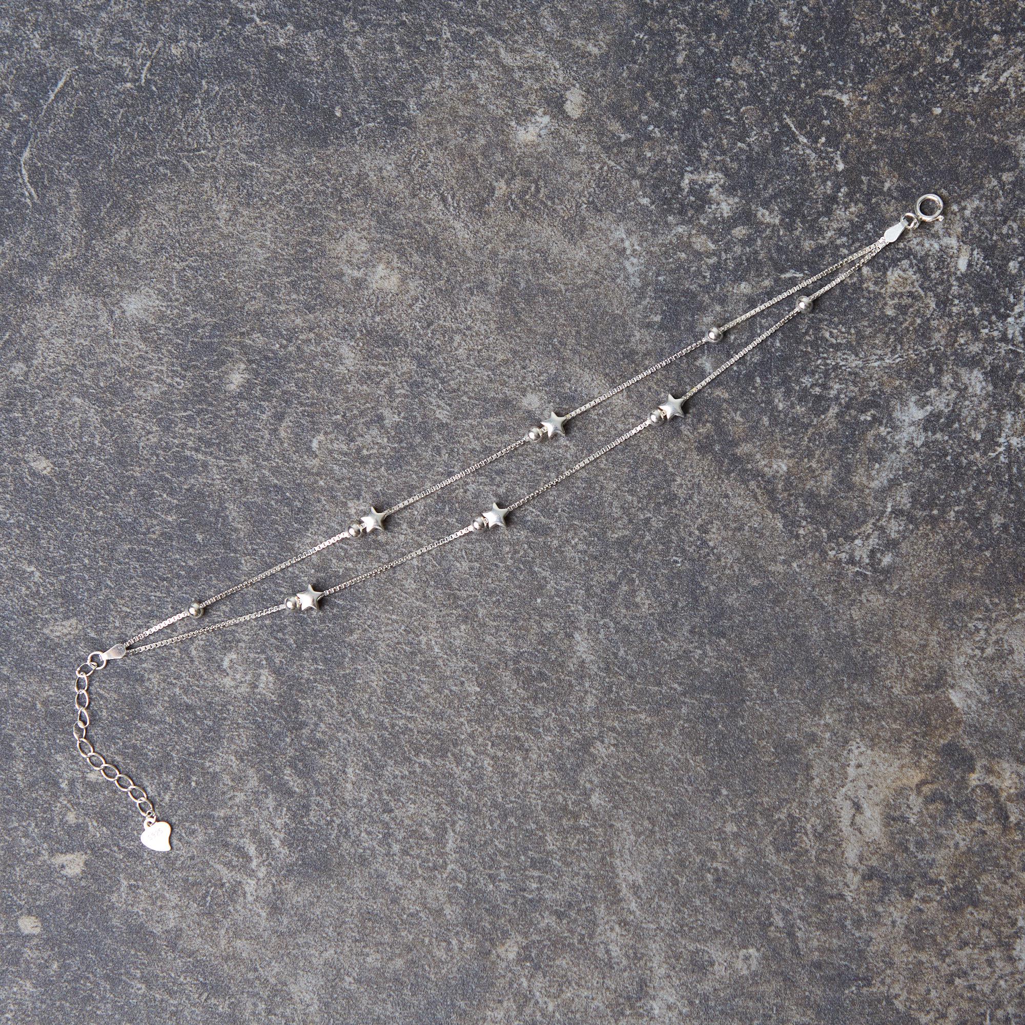 Sterling Silver Layered Star Bracelet: Celestial Charm Jewellery