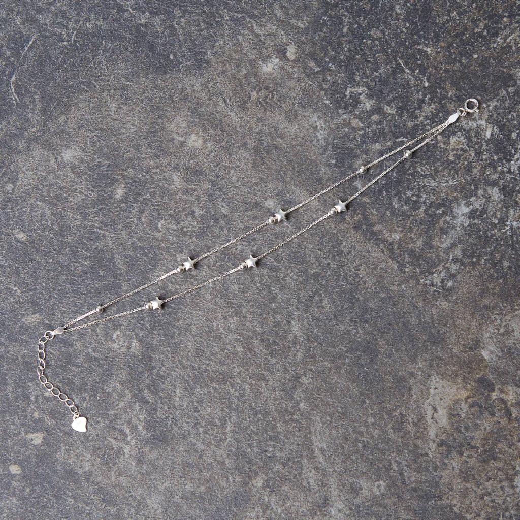 Sterling Silver Layered Star Bracelet: Celestial Charm Jewellery