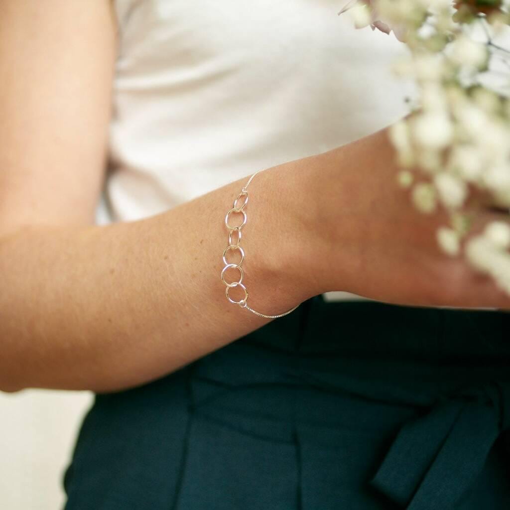 Sterling Silver Linked Rings Bracelet: Friendship Jewellery