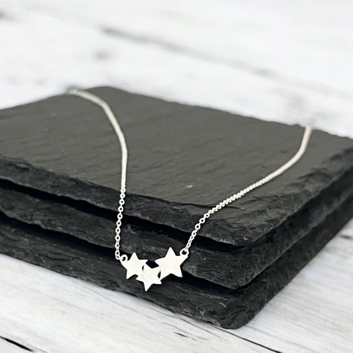 Sterling Silver 3 Star Necklace, Celestial Necklace