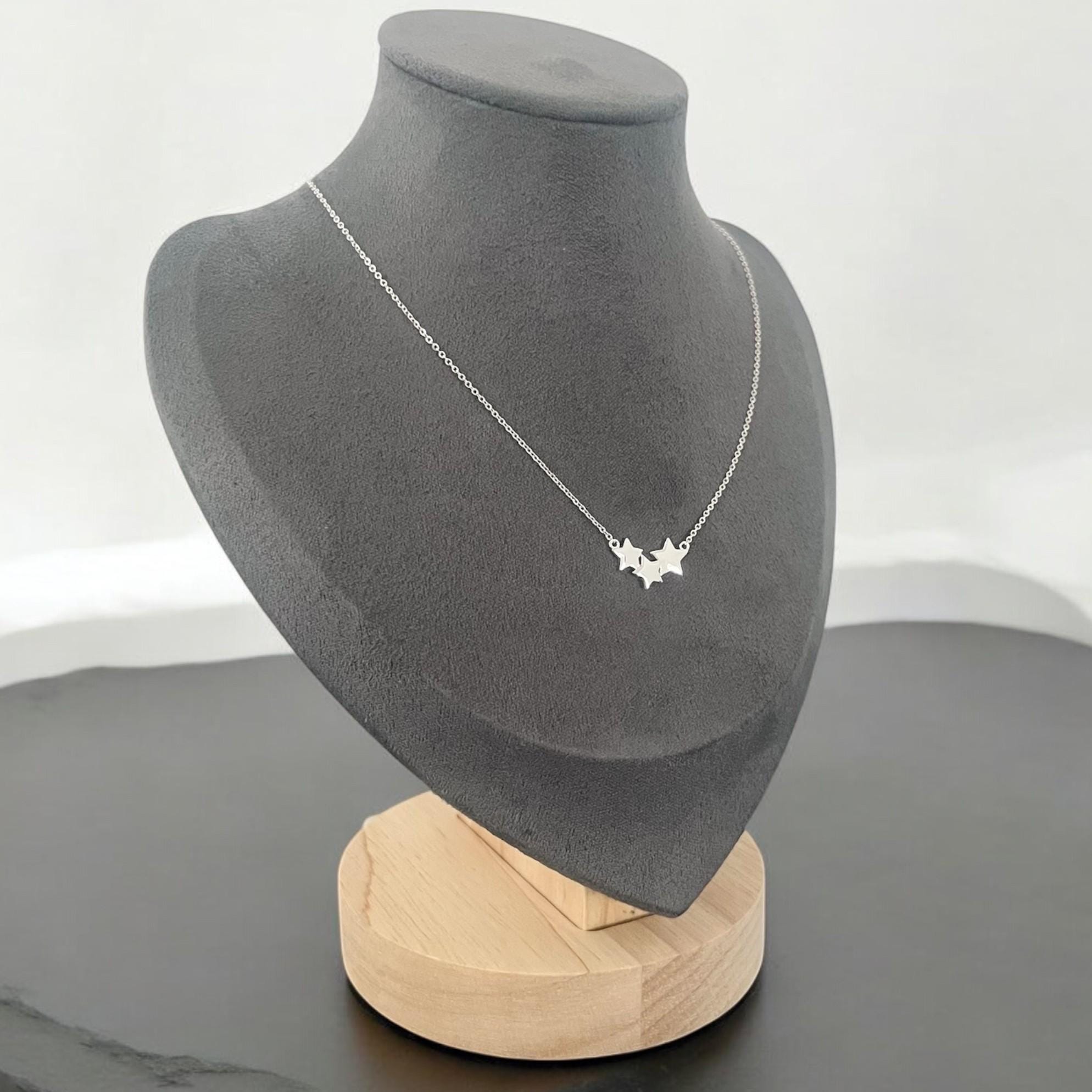Sterling Silver 3 Star Necklace, Celestial Necklace