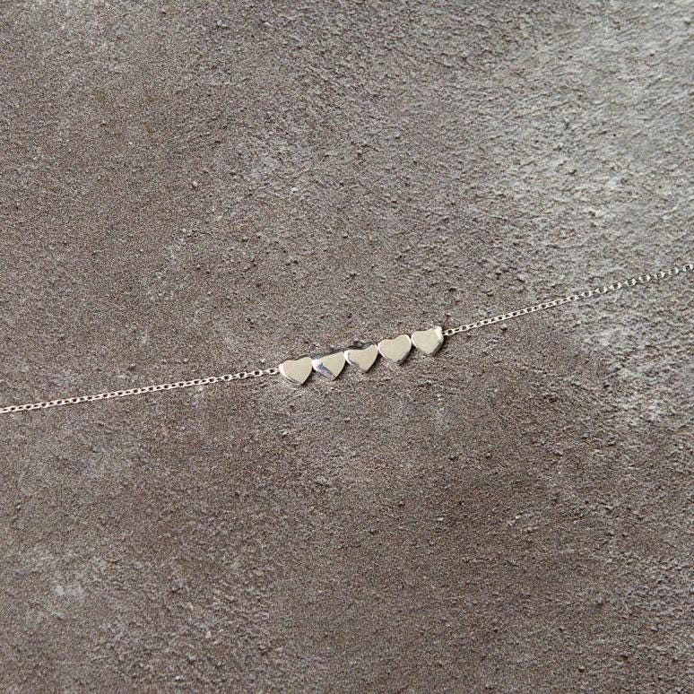 Sterling Silver Five Heart Bracelet: Romantic 925 Jewellery