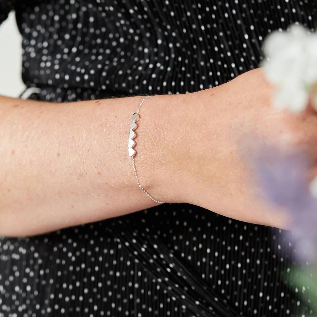 Sterling Silver Five Heart Bracelet: Romantic 925 Jewellery