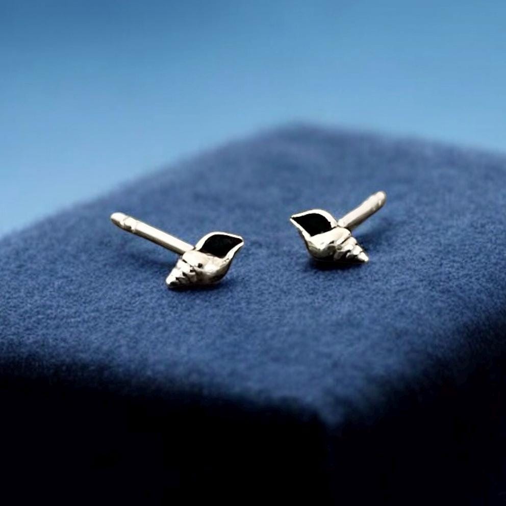Sterling Silver Conch Shell Stud Earrings: Coastal Jewellery