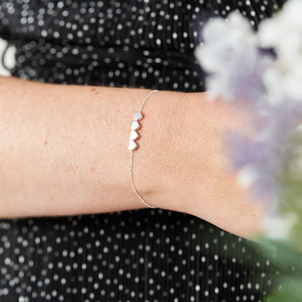 Sterling Silver Heart Charm Bracelet: Dainty 925 Silver Chain