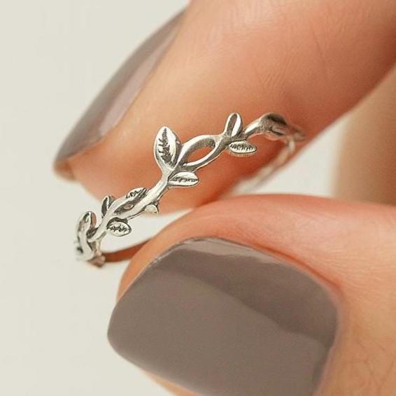 Sterling Silver Leaf Ring: Vine Wreath Ring Boho Jewellery