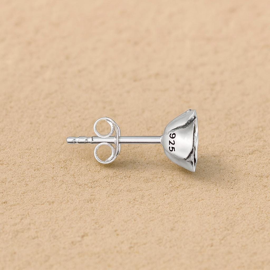 Oxidized Sterling Silver Rose Stud Earrings: Dainty Floral Jewellery
