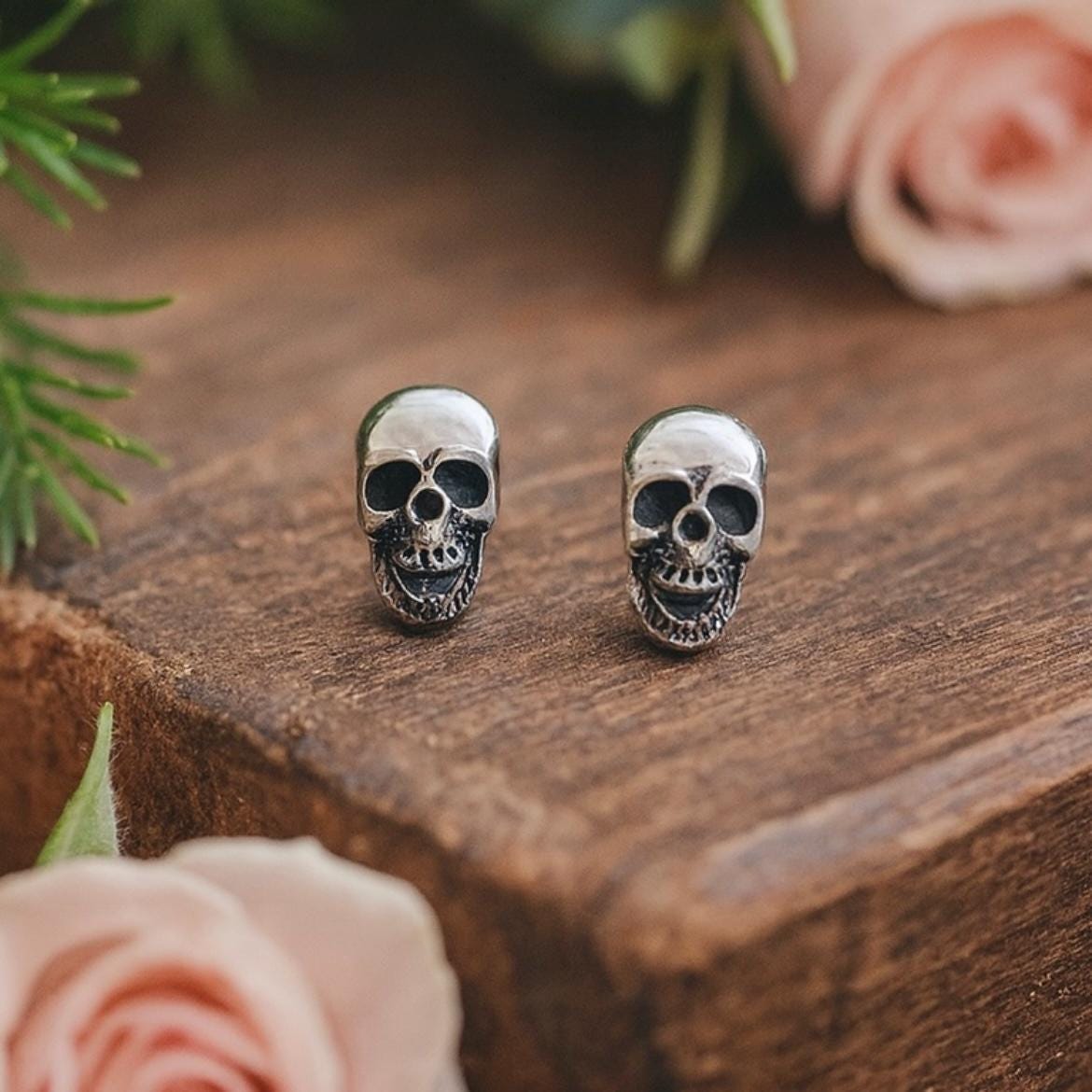Sterling Silver Skull Stud Earrings: Gothic, Punk, Edgy Jewellery