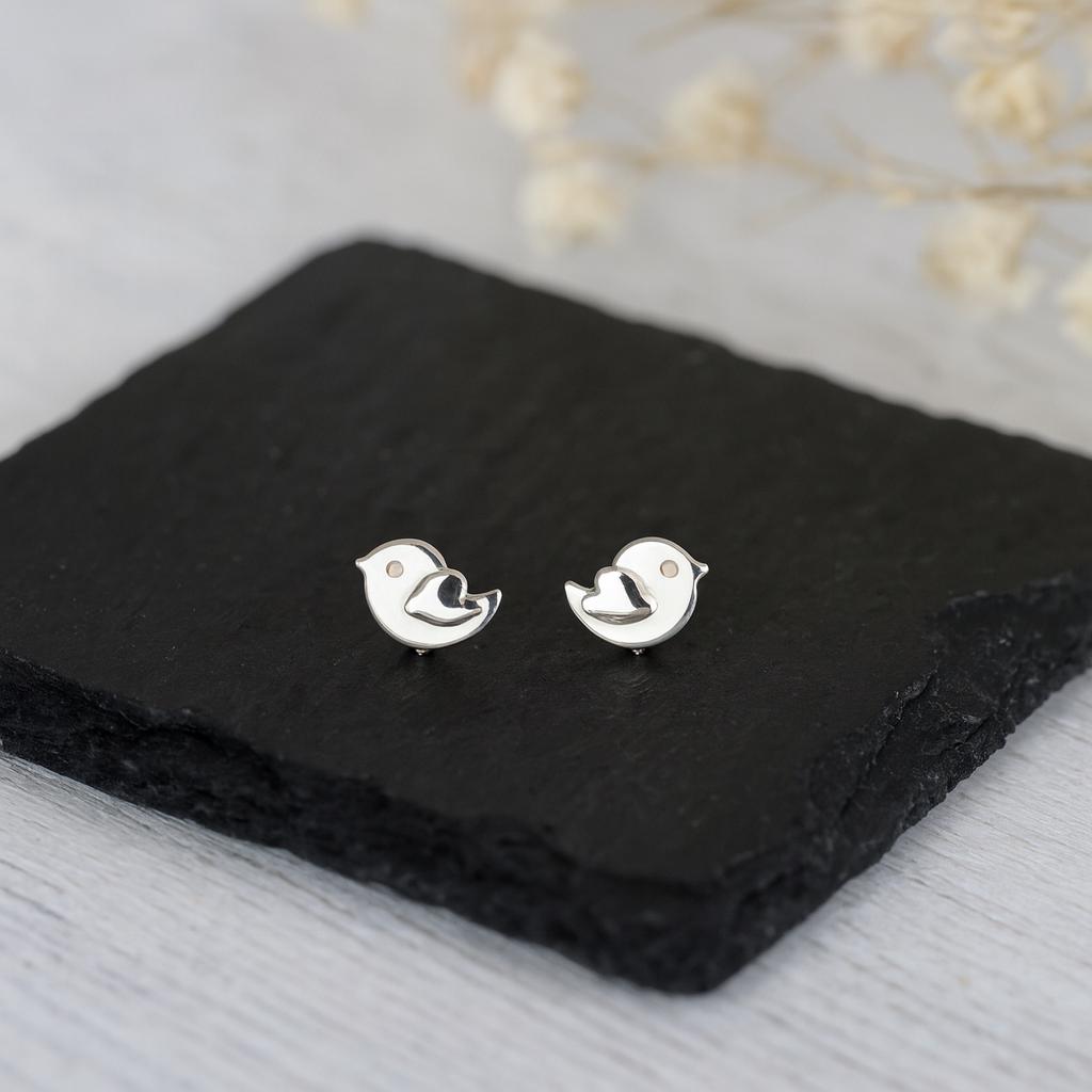 Sterling Silver Love Bird Stud Earrings: Nature-Inspired Jewellery