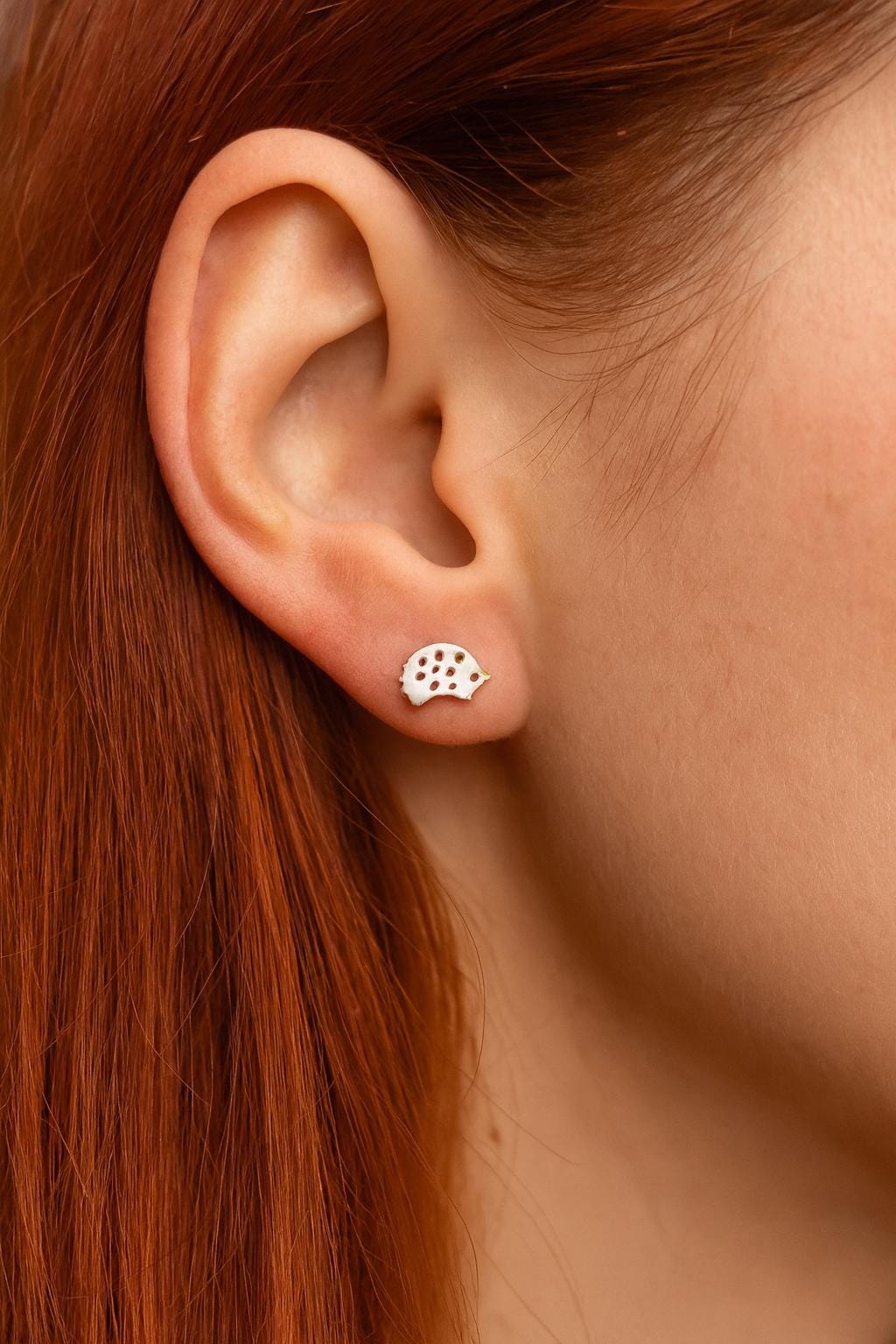 Sterling Silver Hedgehog Stud Earrings: Woodland Animal Jewellery