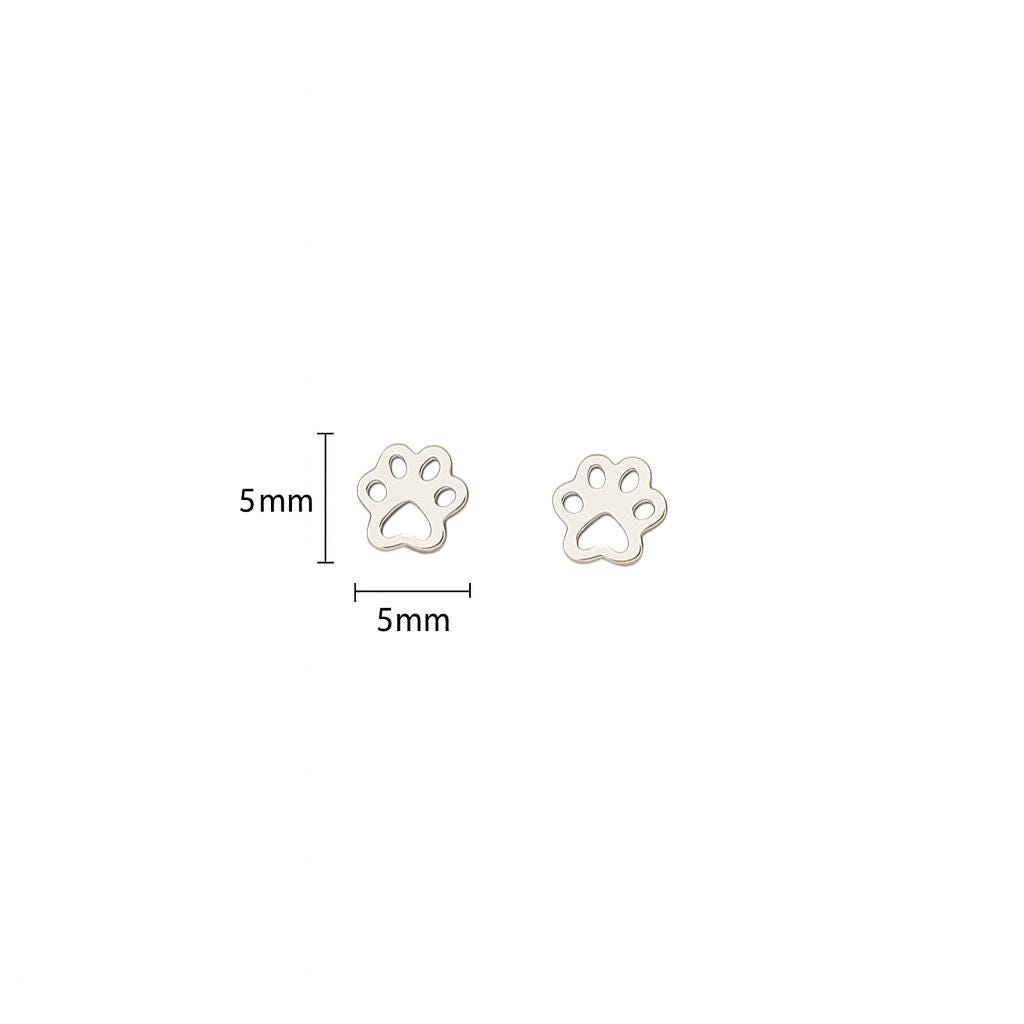 Sterling Silver Paw Print Stud Earrings: Animal Lover Gift
