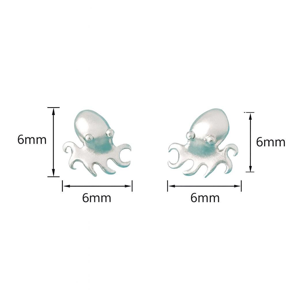 Sterling Silver Octopus Stud Earrings: Nautical Sea Life Jewellery