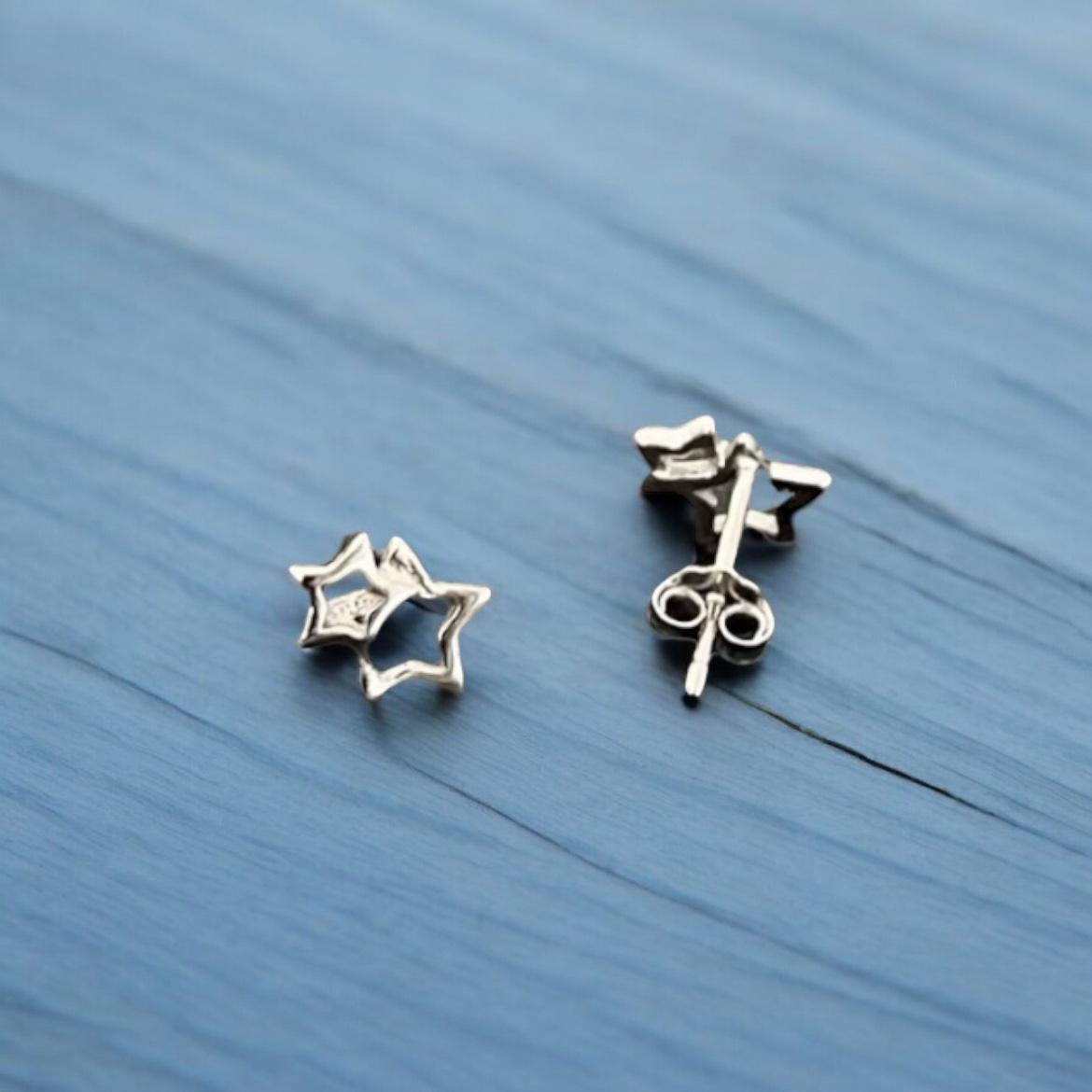Sterling Silver Linked Star Stud Earrings: Celestial Jewellery