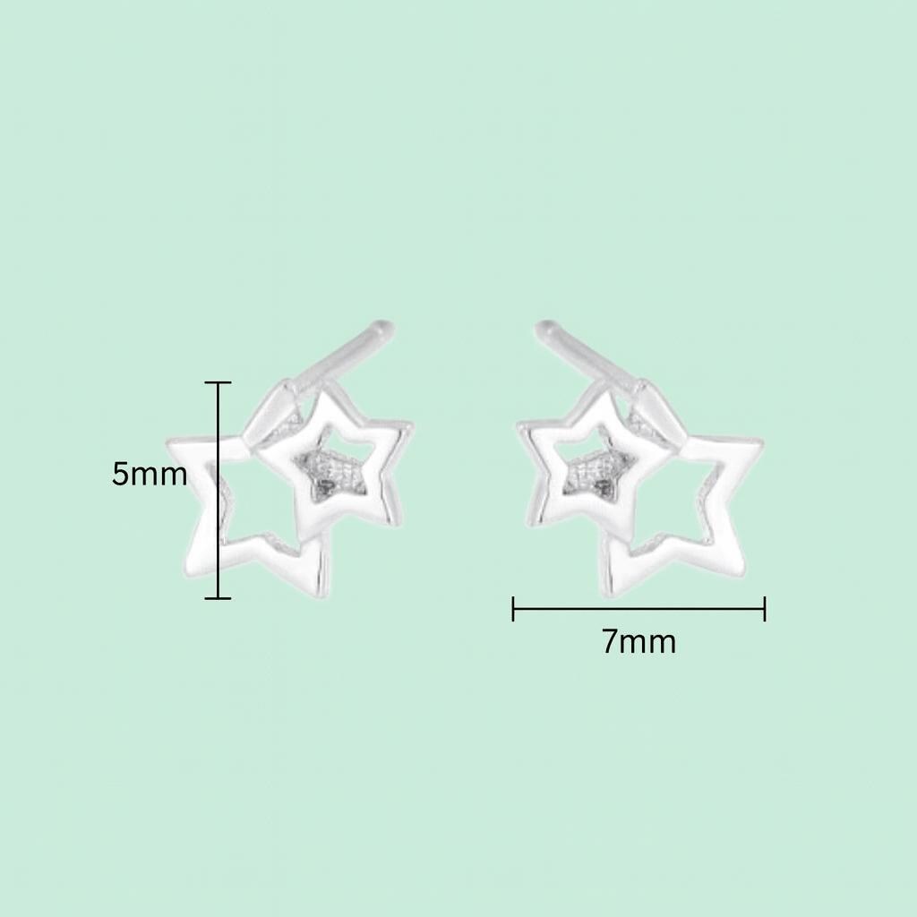 Sterling Silver Linked Star Stud Earrings: Celestial Jewellery