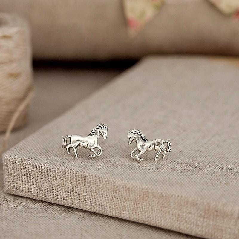 Sterling Silver Horse Stud Earrings: Equestrian Jewellery Gift