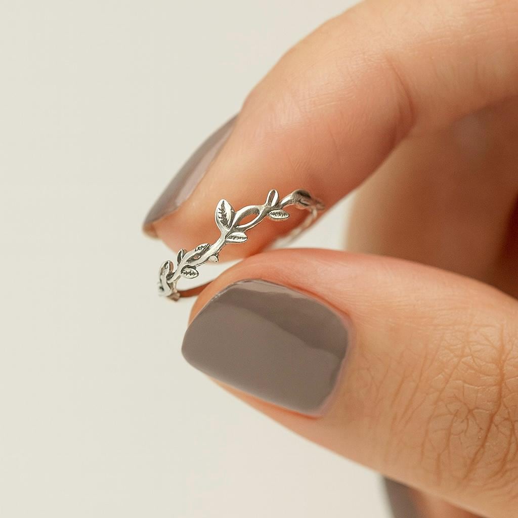 Sterling Silver Leaf Ring: Vine Wreath Ring Boho Jewellery