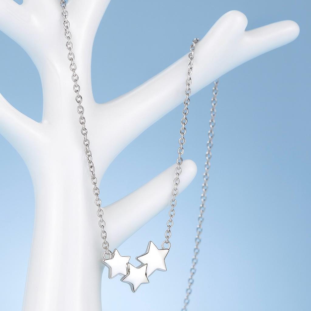 Sterling Silver 3 Star Necklace, Celestial Necklace