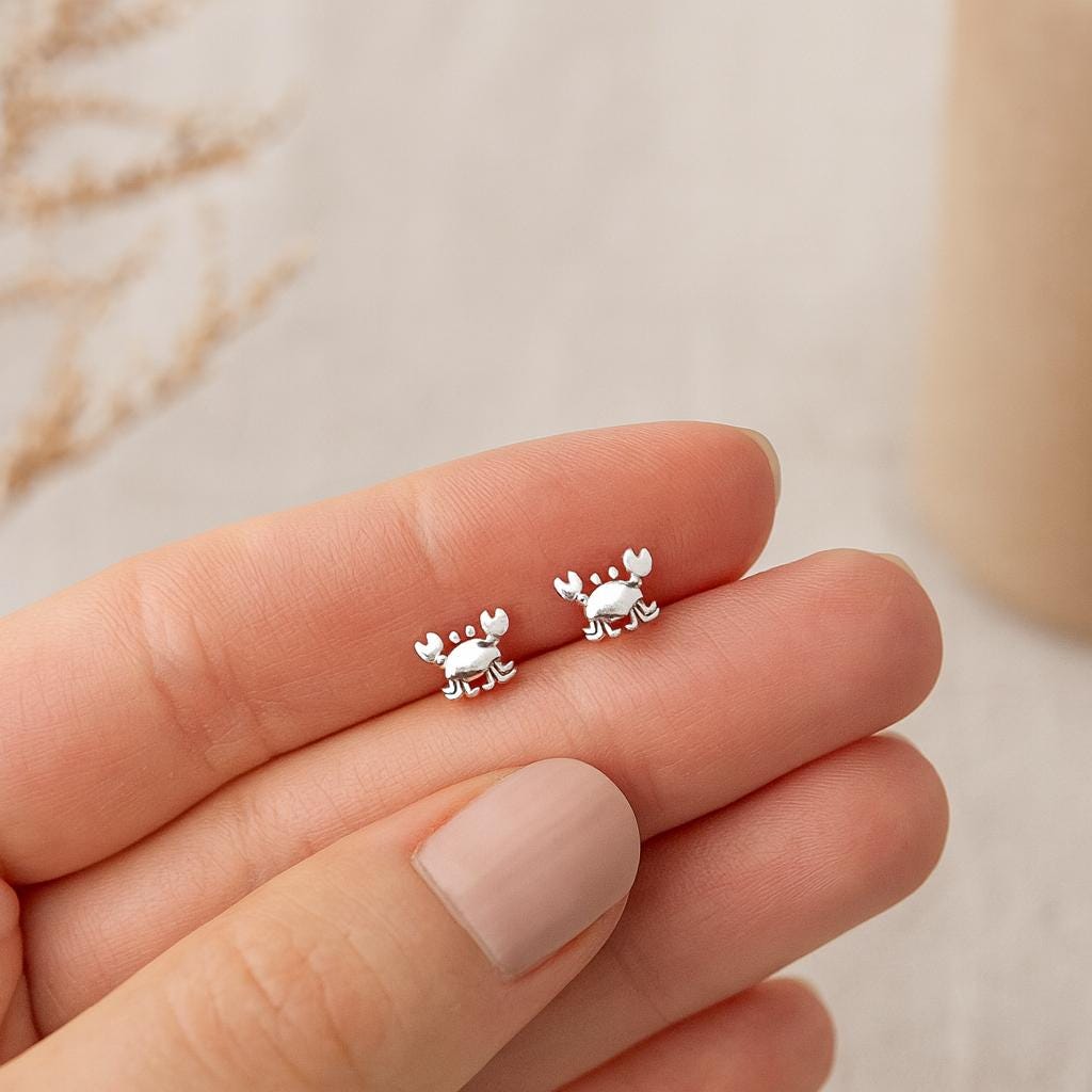 Sterling Silver Crab Stud Earrings – Ocean Inspired Sea Life Jewellery