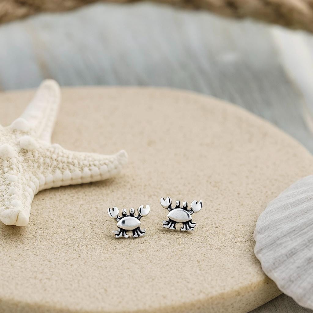 Sterling Silver Crab Stud Earrings – Ocean Inspired Sea Life Jewellery