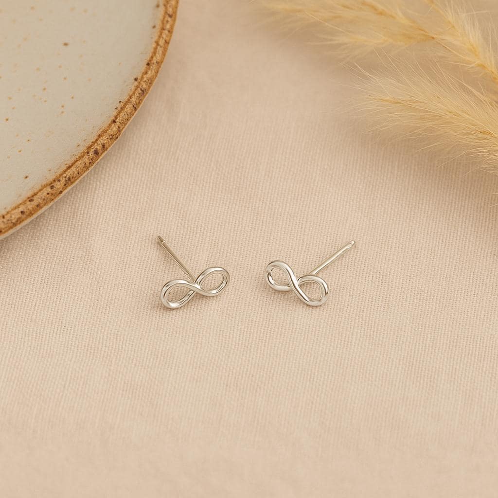 Sterling Silver Infinity Stud Earrings: Minimalist Symbol Jewellery