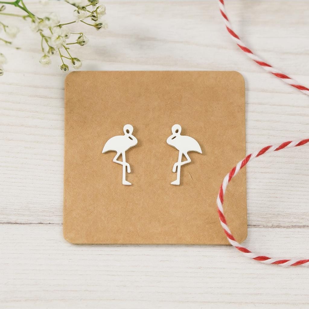 Sterling Silver Flamingo Stud Earrings