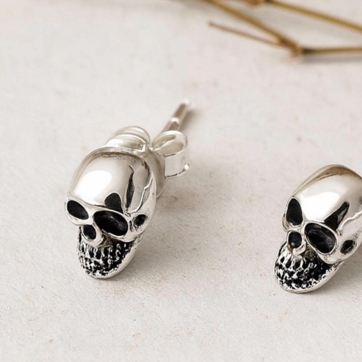 Sterling Silver Skull Stud Earrings: Gothic, Punk, Edgy Jewellery