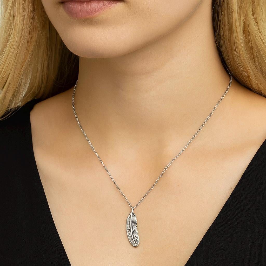 Sterling Silver Feather Pendant Necklace : Minimalist Nature Inspired Jewellery, Boho Gift for Her