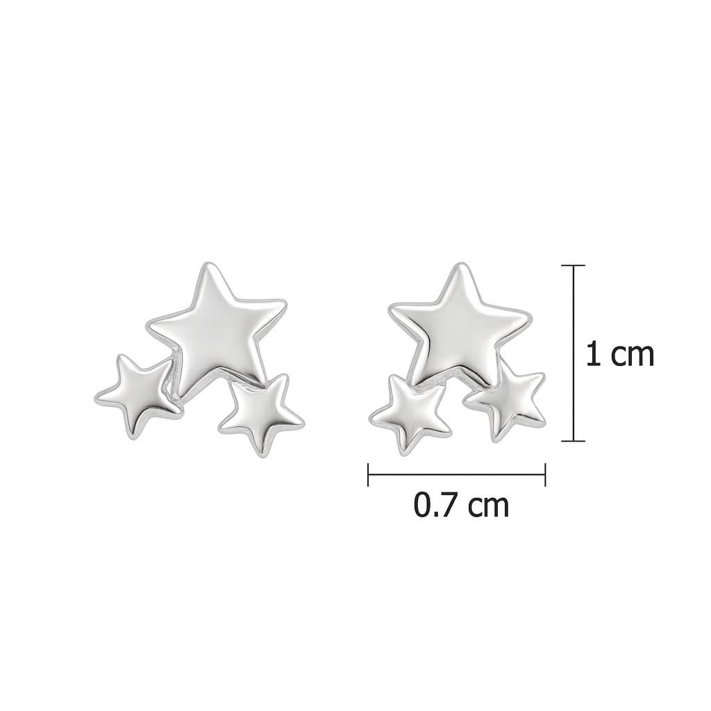 Sterling Silver Star Cluster Stud Earrings: Celestial Jewellery