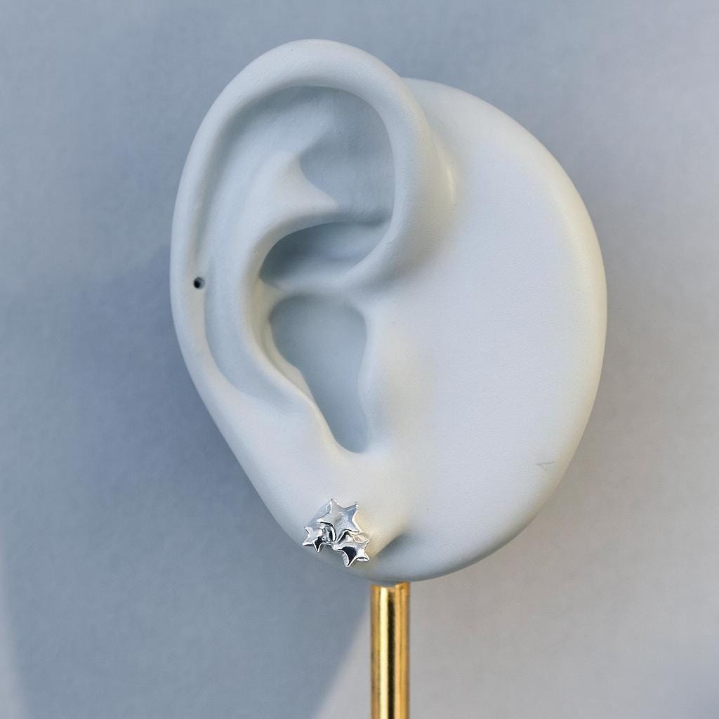 Sterling Silver Star Cluster Stud Earrings: Celestial Jewellery