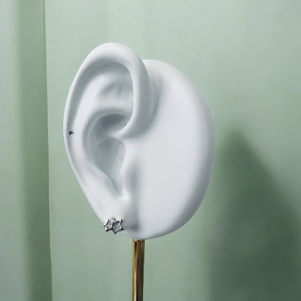 Sterling Silver Linked Star Stud Earrings: Celestial Jewellery