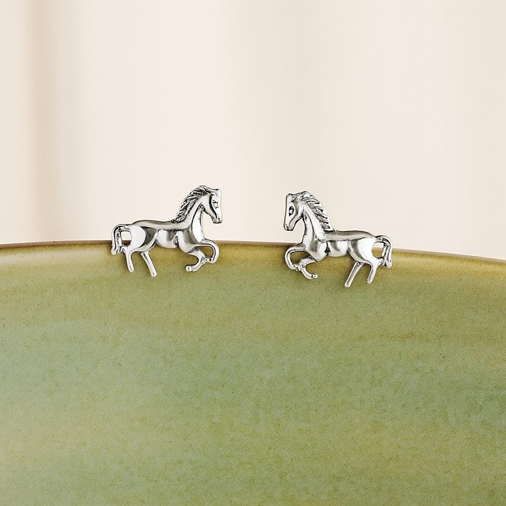 Sterling Silver Horse Stud Earrings: Equestrian Jewellery Gift