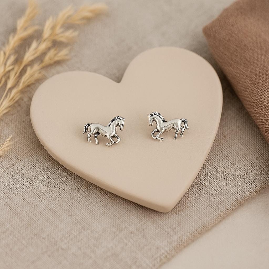 Sterling Silver Horse Stud Earrings: Equestrian Jewellery Gift