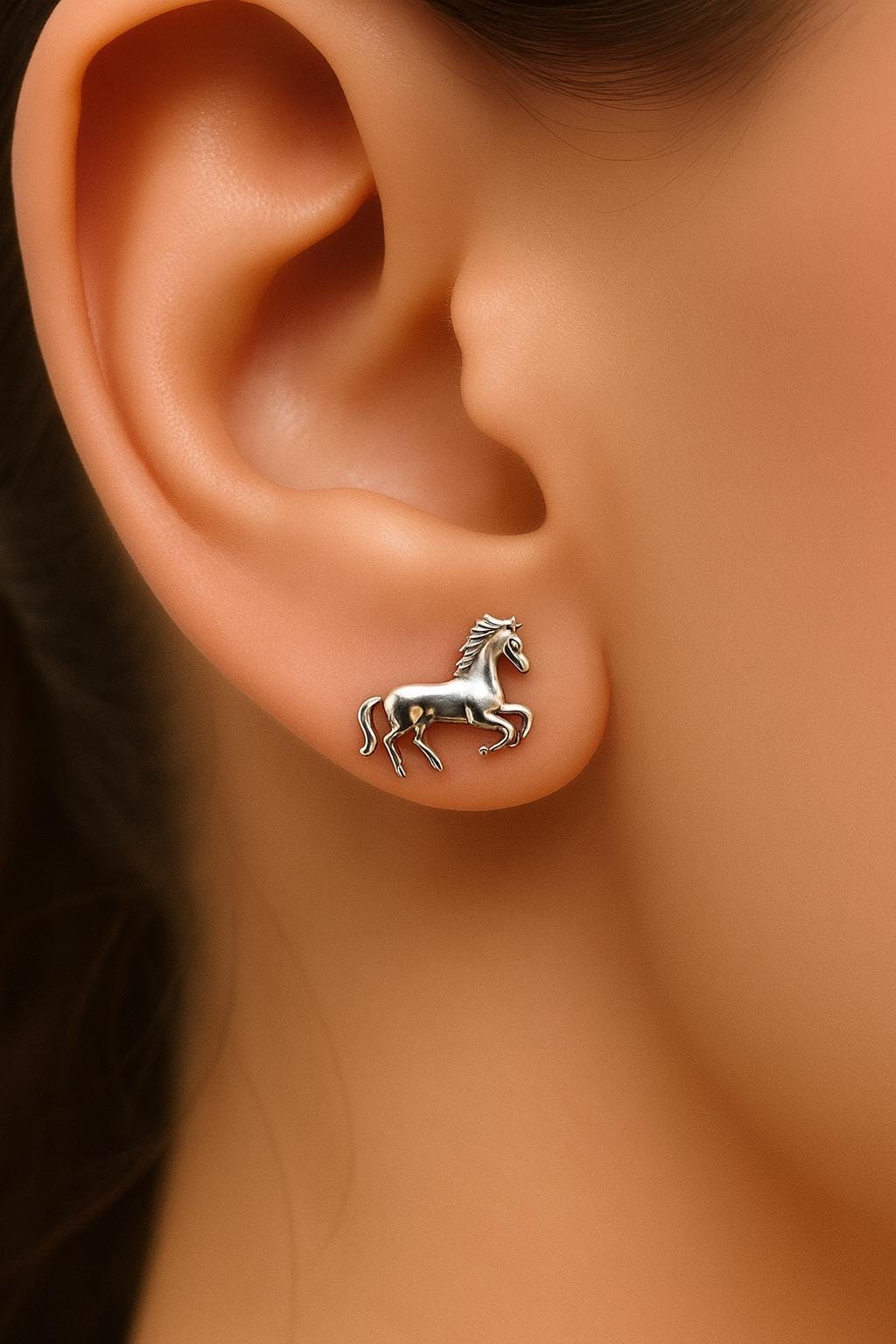 Sterling Silver Horse Stud Earrings: Equestrian Jewellery Gift