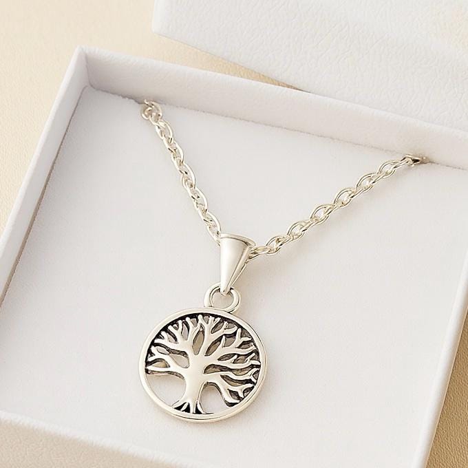 Sterling Silver Tree of Life Necklace: Family Tree Pendant