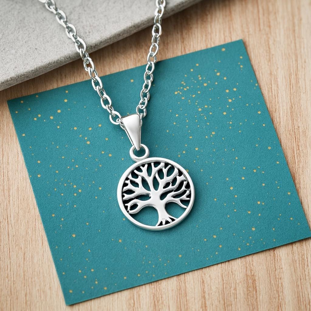 Sterling Silver Tree of Life Necklace: Family Tree Pendant