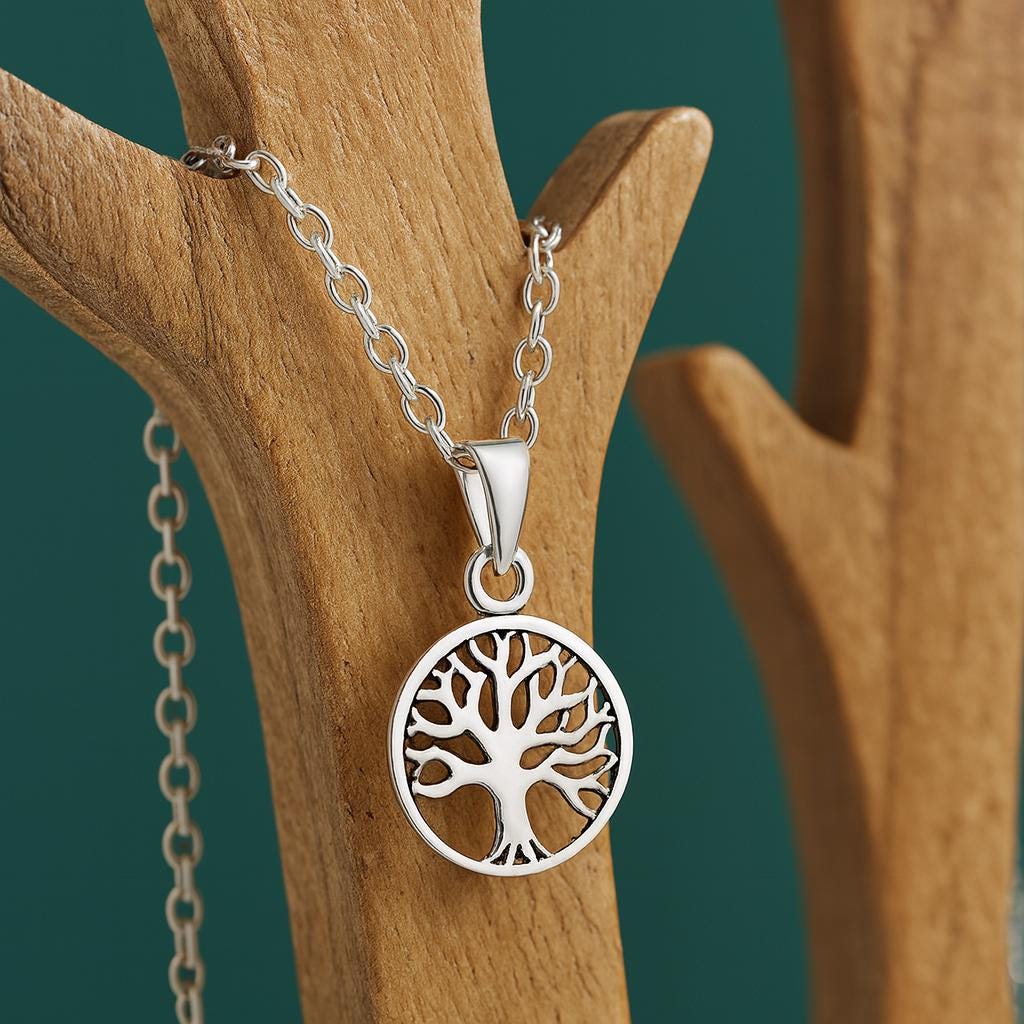 Sterling Silver Tree of Life Necklace: Family Tree Pendant