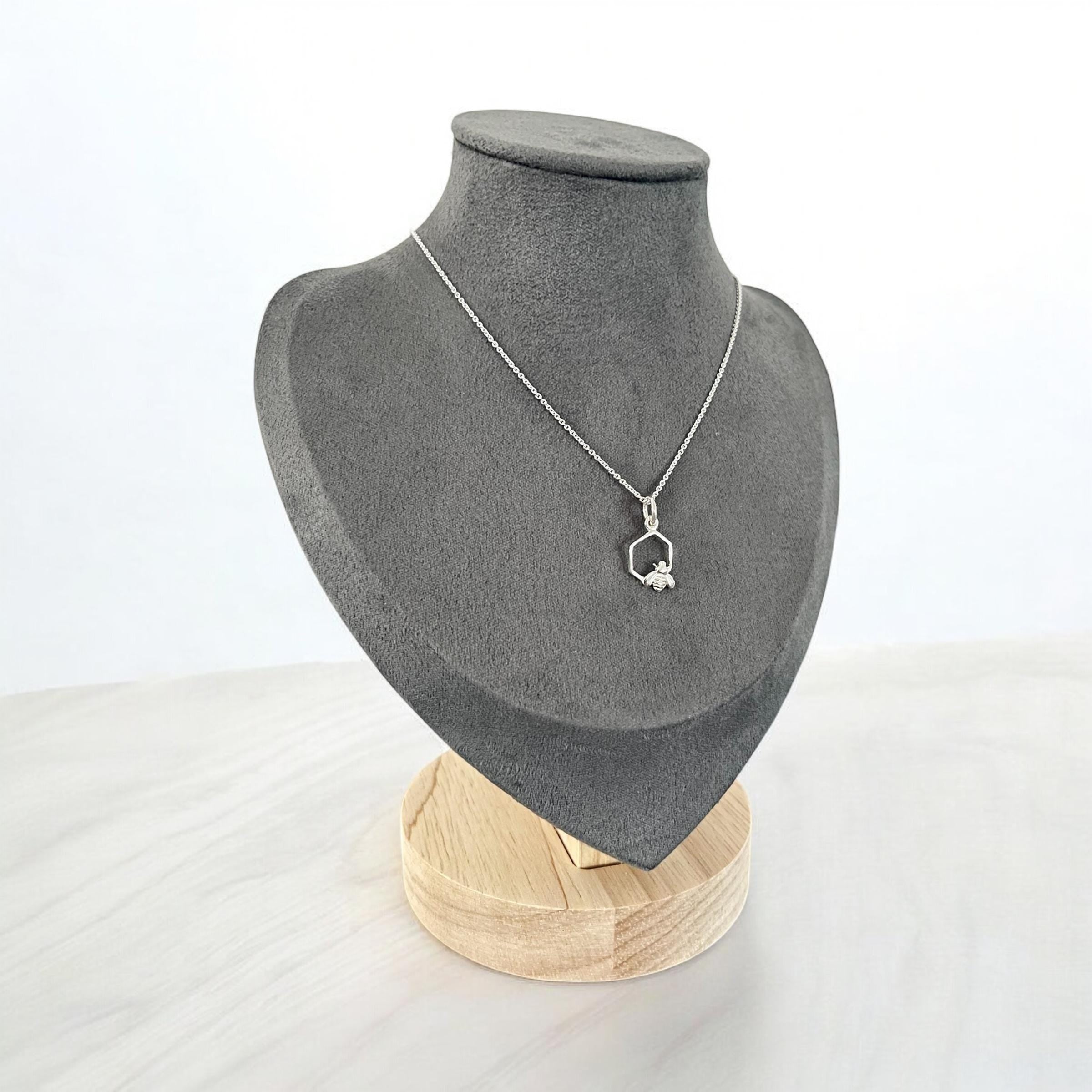 Sterling Silver Honeycomb Bee Pendant Necklace, Nature Inspired Jewellery, Bee Lover Gift