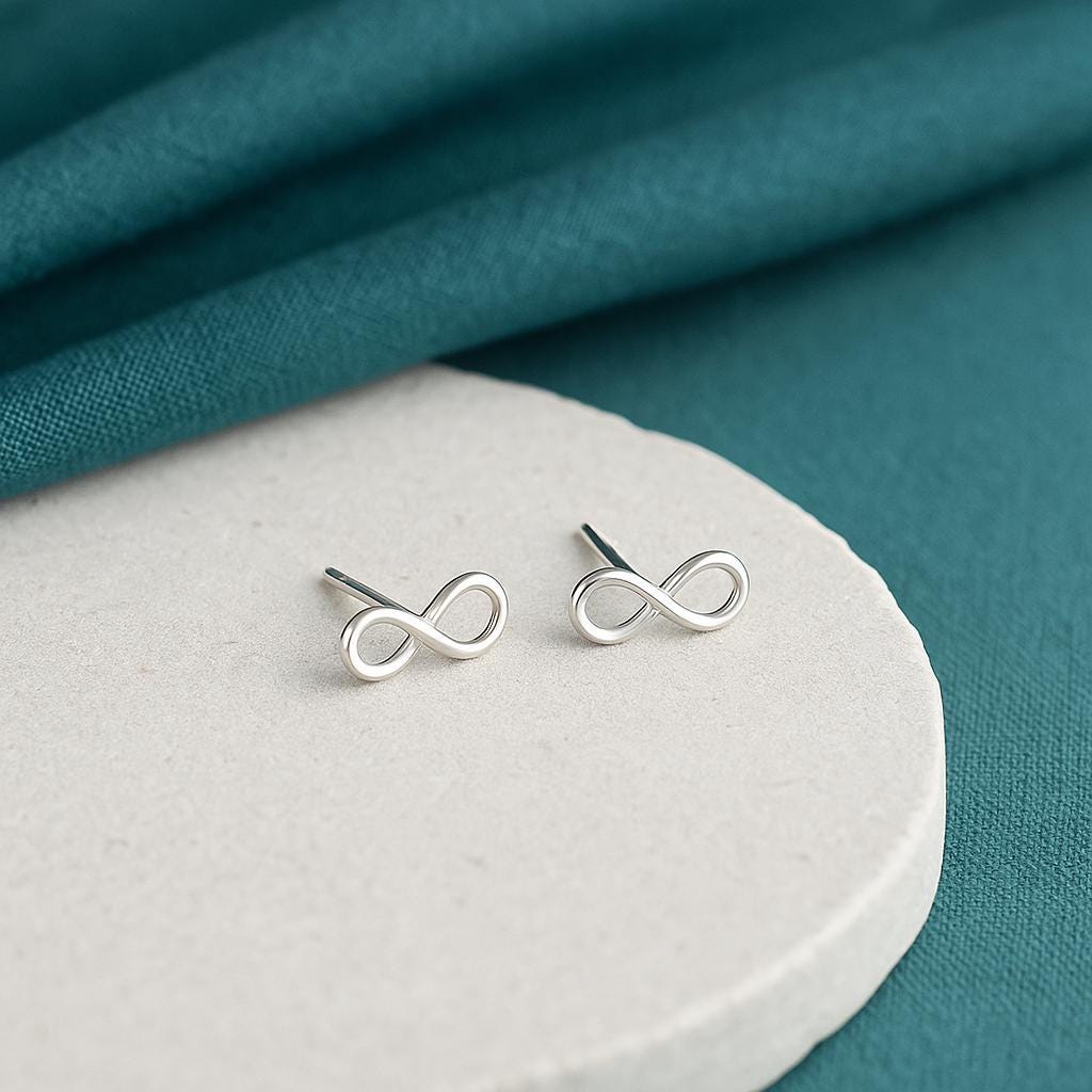 Sterling Silver Infinity Stud Earrings: Minimalist Symbol Jewellery
